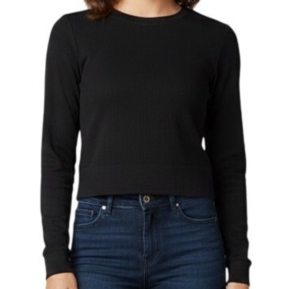DSG Black Ribbed Long Sleeve Cropped Athletic Top